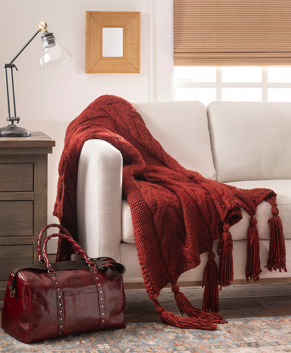 Tasseled Throw  - Signature Knit Collection - red - by Patricia Nash - View 1 of 9