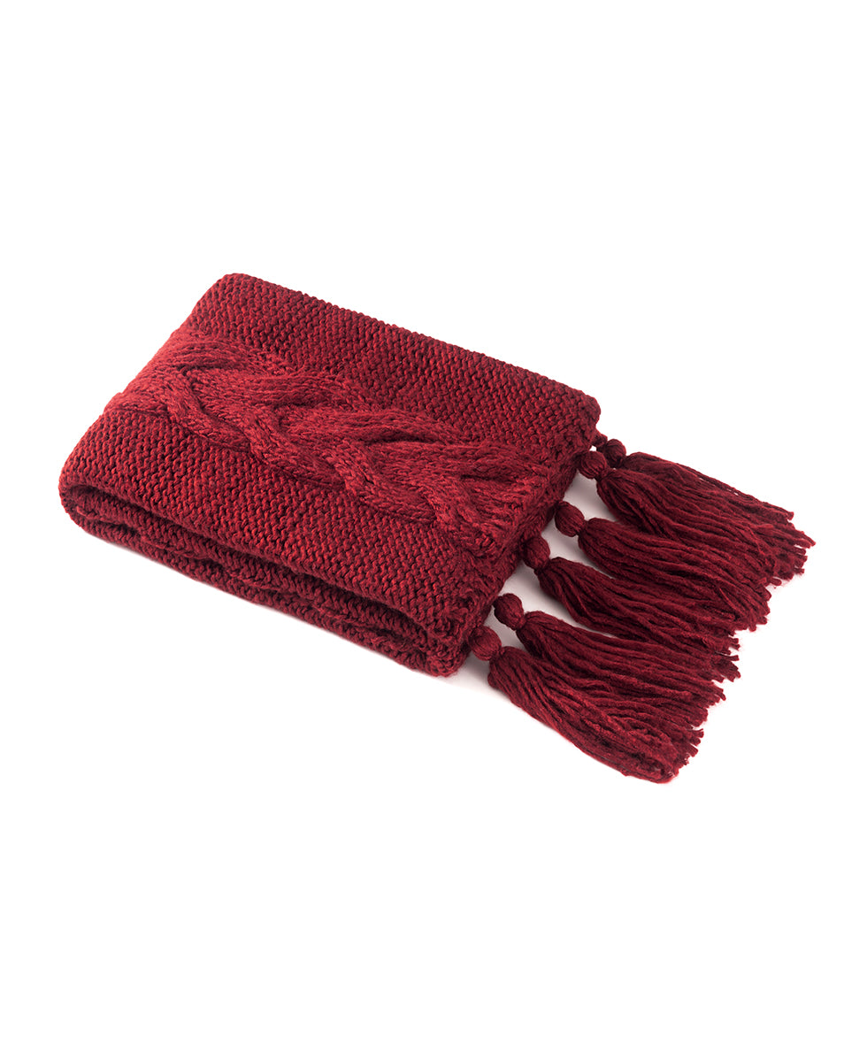 Tasseled Throw  - Signature Knit Collection - red - by Patricia Nash - View 2 of 9