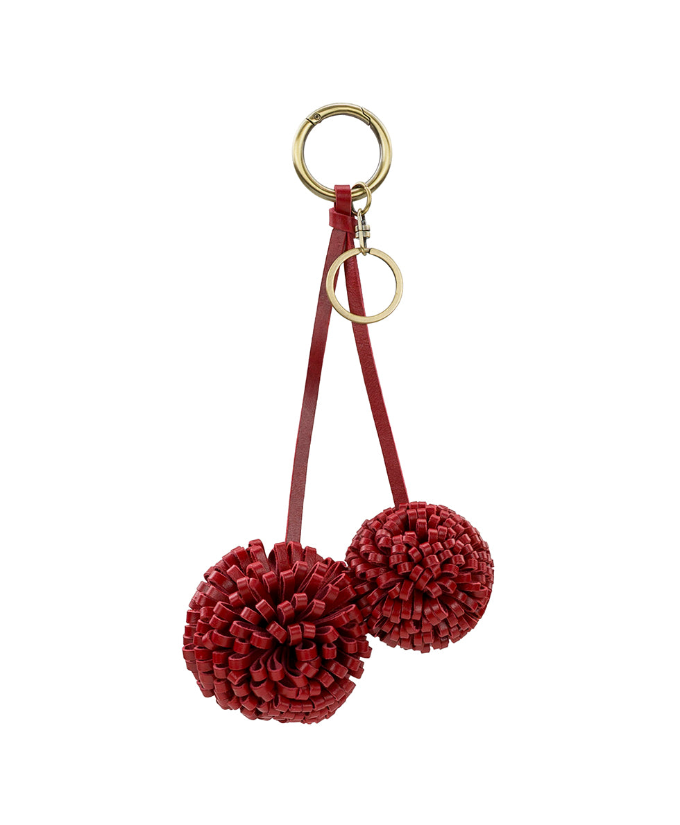 Female - Pom Pom Bag Charm - Vintage Distressed Leather - rosewood - by Patricia Nash - View 4 of 8
