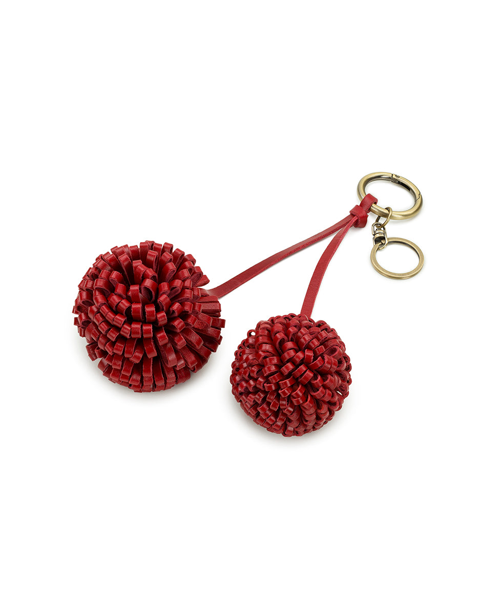 Female - Pom Pom Bag Charm - Vintage Distressed Leather - rosewood - by Patricia Nash - View 5 of 8