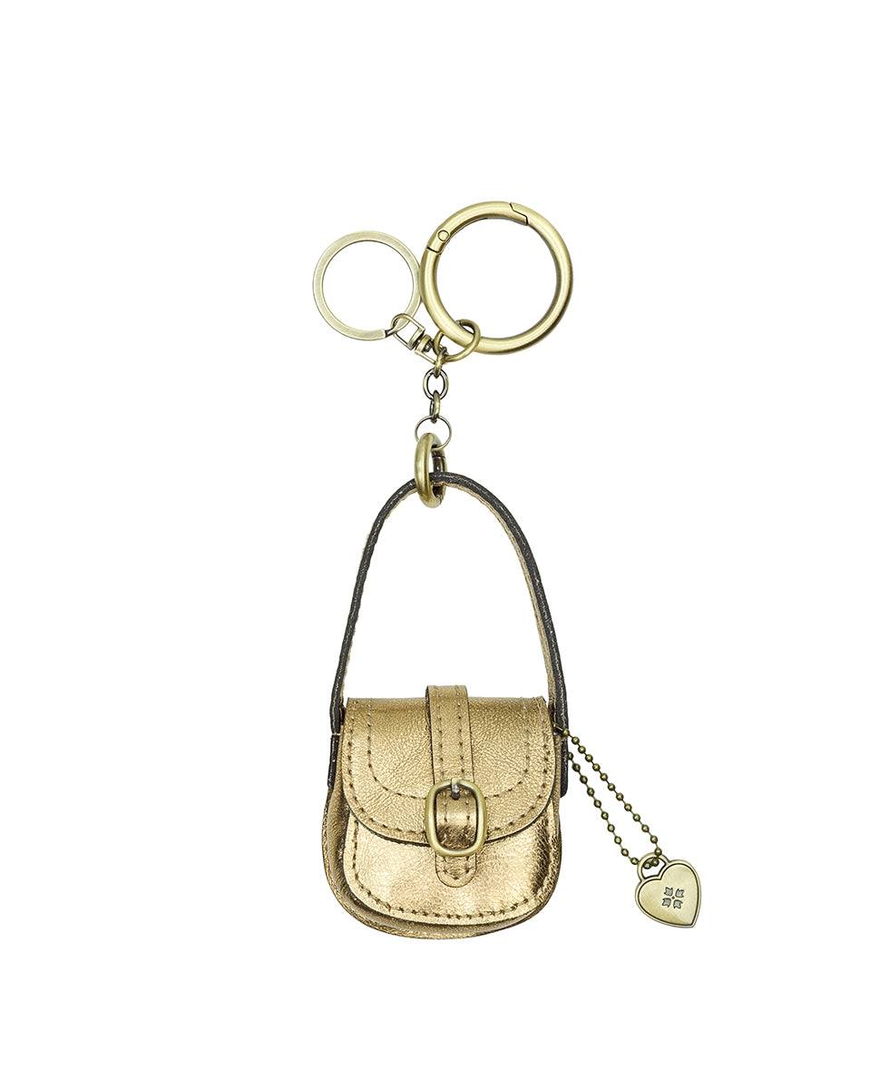 Female - Micro Barcelona Bag Charm - Vintage Distressed Metallic - antique gold - by Patricia Nash - View 1 of 4