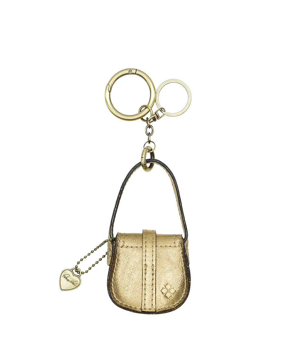 Female - Micro Barcelona Bag Charm - Vintage Distressed Metallic - antique gold - by Patricia Nash - View 2 of 4