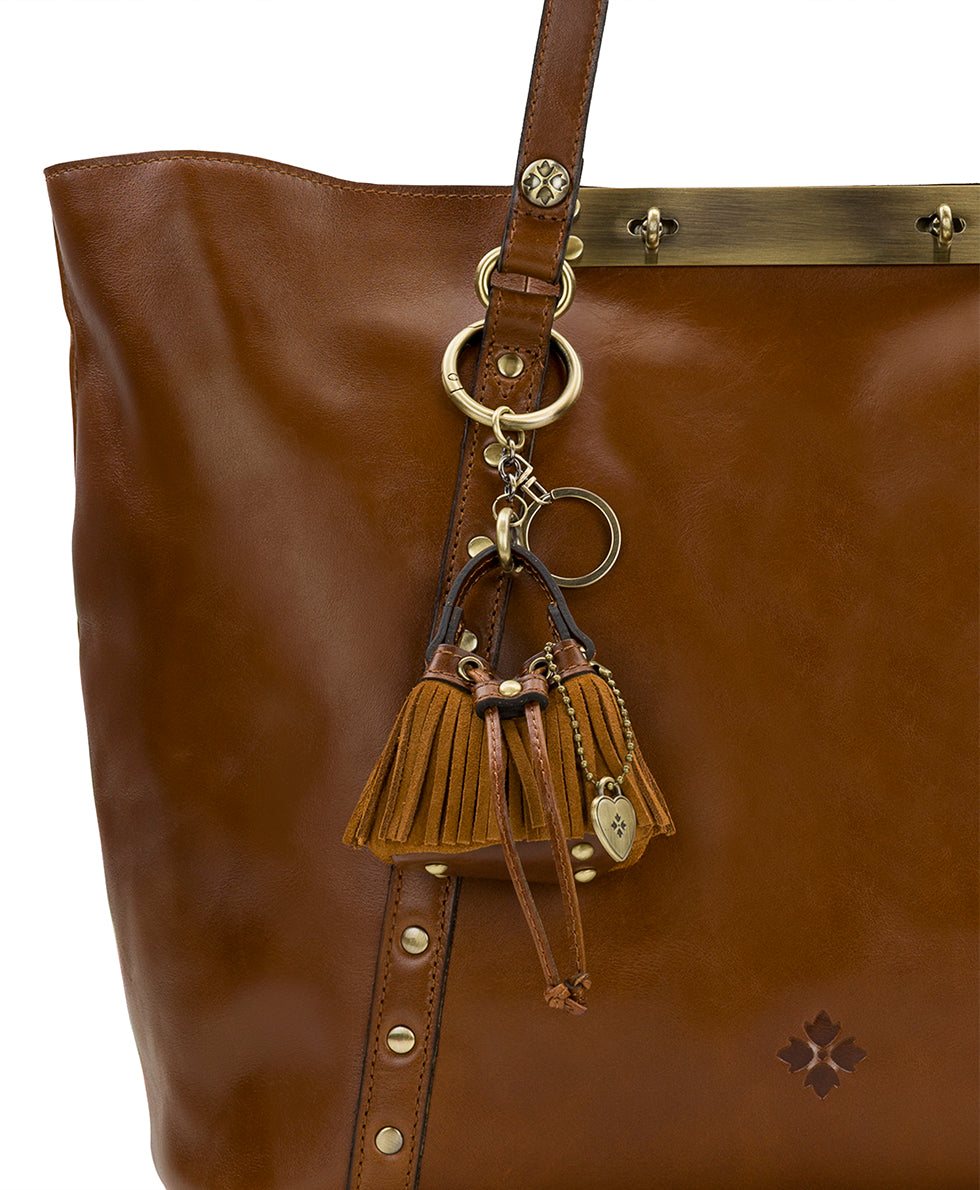 Female - Micro Elisa Bag Charm - Suede - cognac - by Patricia Nash - View 4 of 4