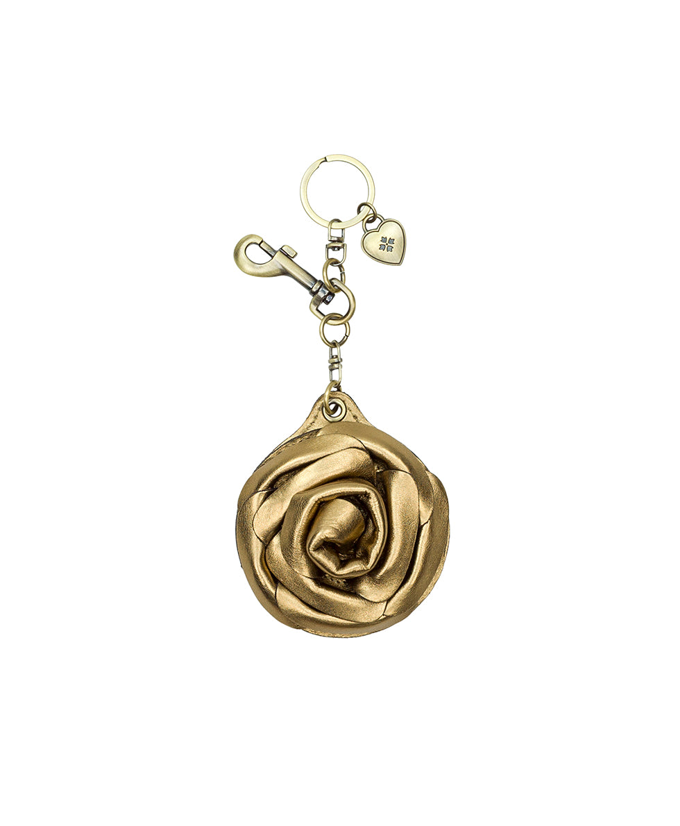 Female - Rose Mirror Bag Charm - Vintage Distressed Metallic - antique gold - by Patricia Nash - View 1 of 4