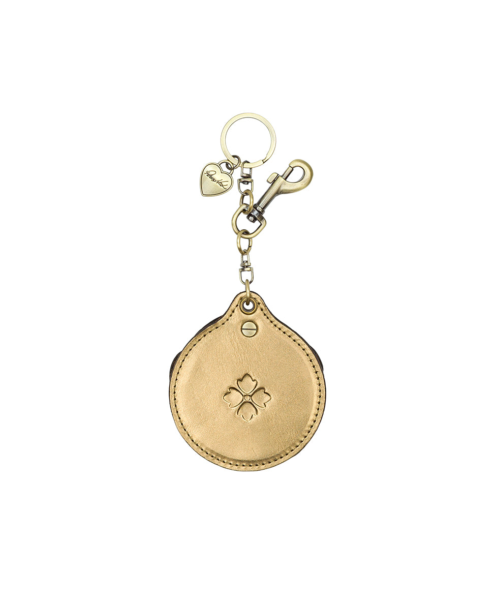 Female - Rose Mirror Bag Charm - Vintage Distressed Metallic - antique gold - by Patricia Nash - View 2 of 4