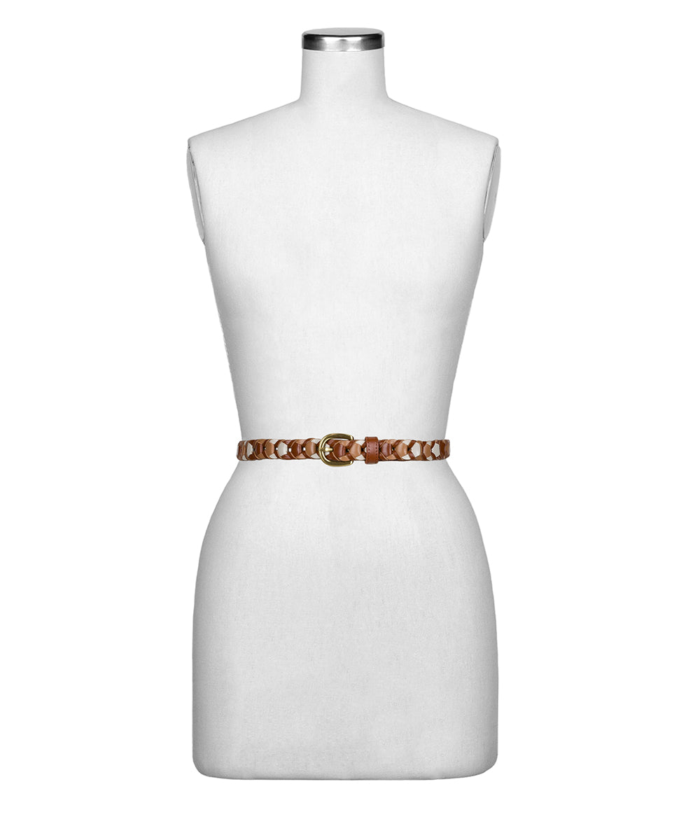 Patricia Nash Belt Leather Atina Chainlink In Coral Multi Size M Atina Chainlink Belt - Latte Tan Naturale – Patricia Nash main image 4