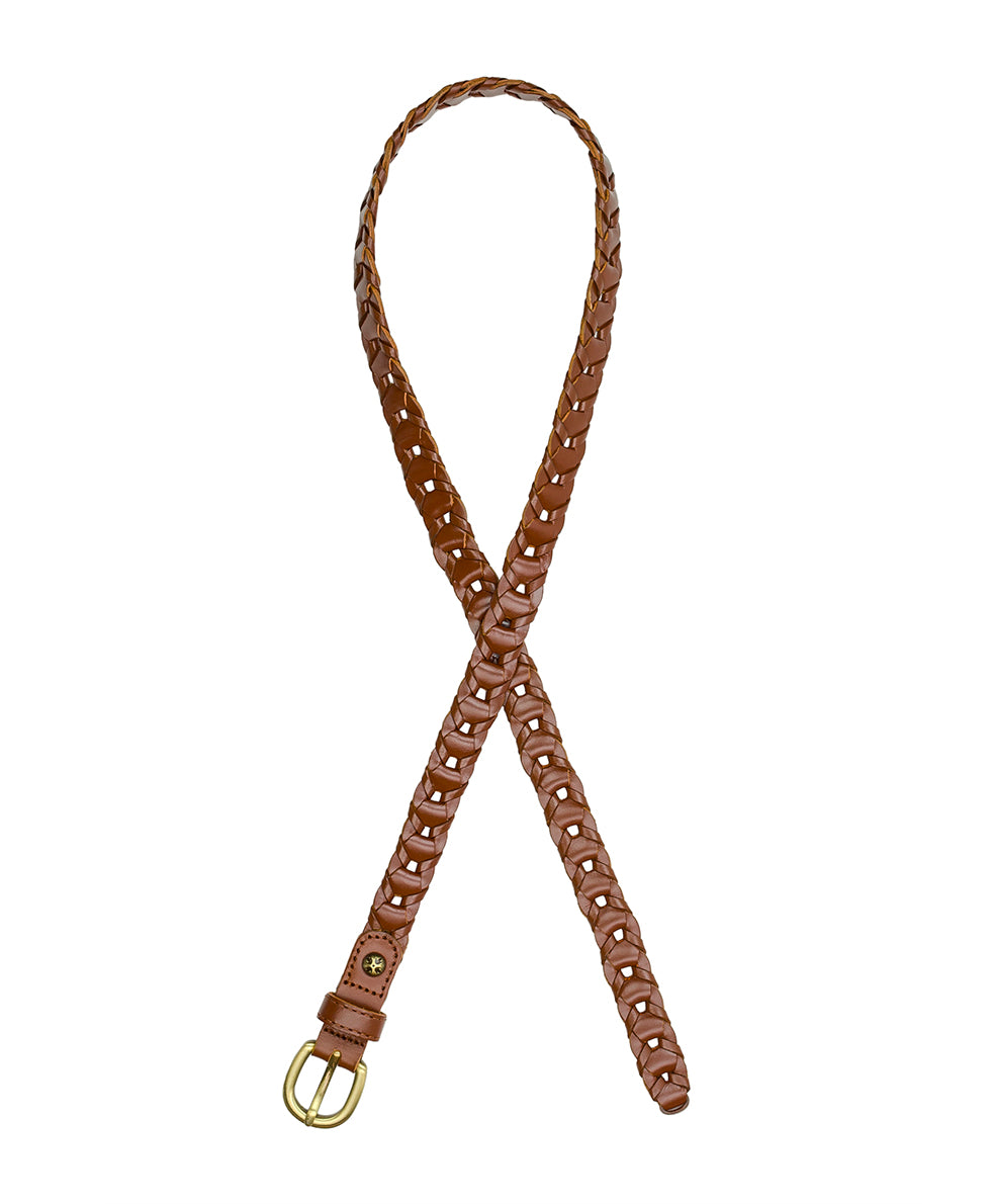 Patricia Nash Atina Braided Woven Leather Belt in Tan and Cream S Small NWT Patricia Nash Calais Floral Design Tooled Leather Belt | HSN main image 4