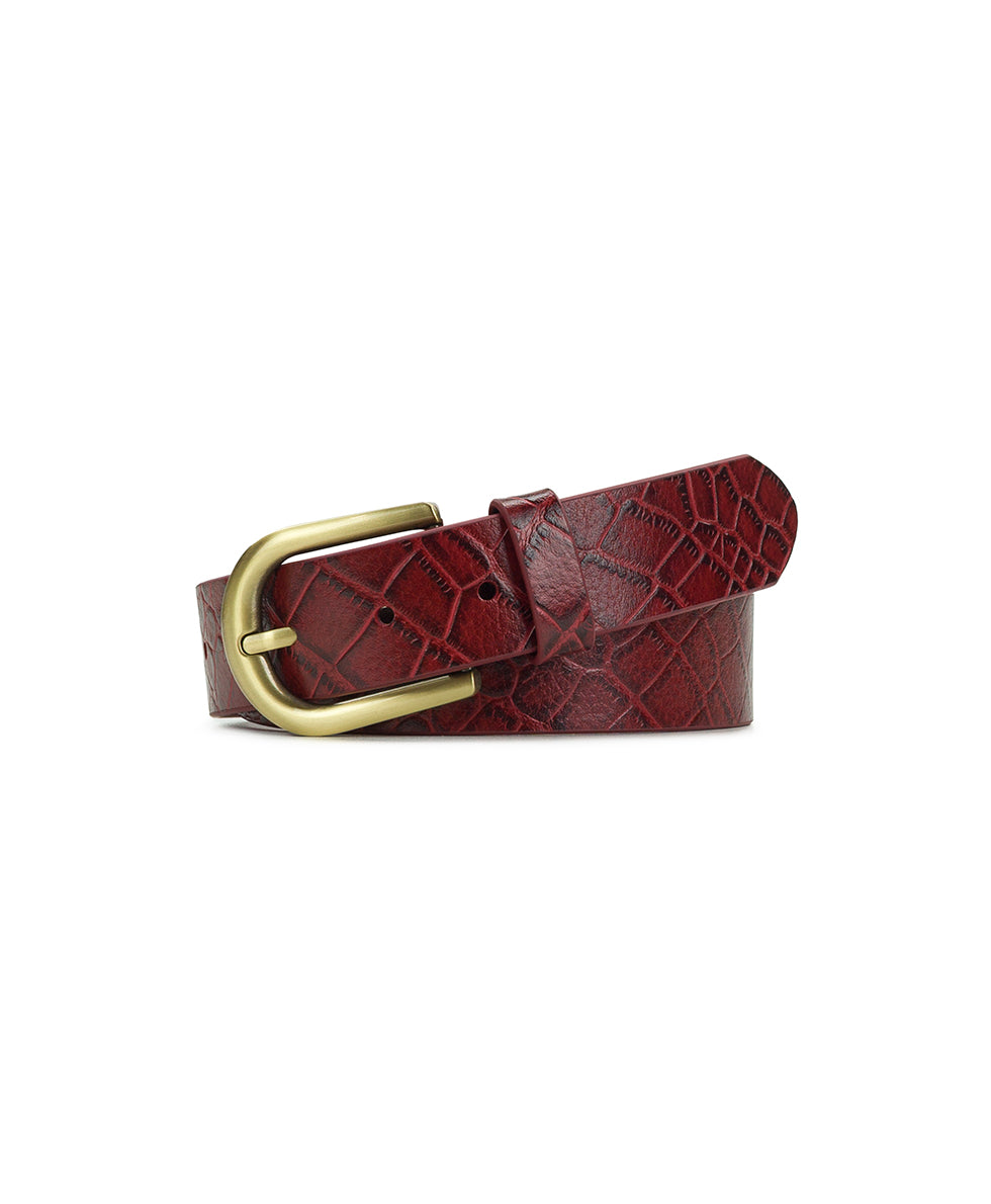 Vietri Belt - Croc - Oxblood – Patricia Nash