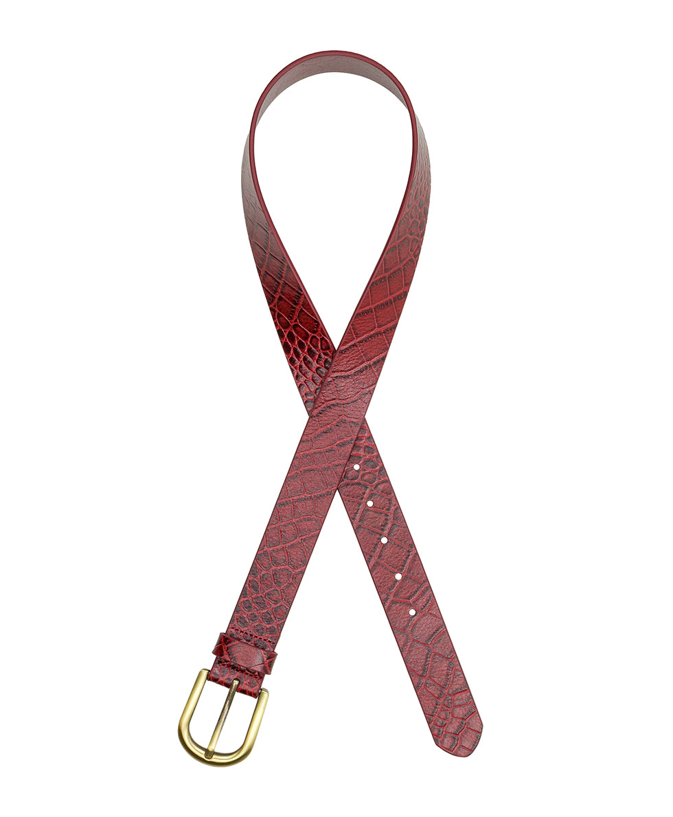 Vietri Belt - Croc - Oxblood – Patricia Nash