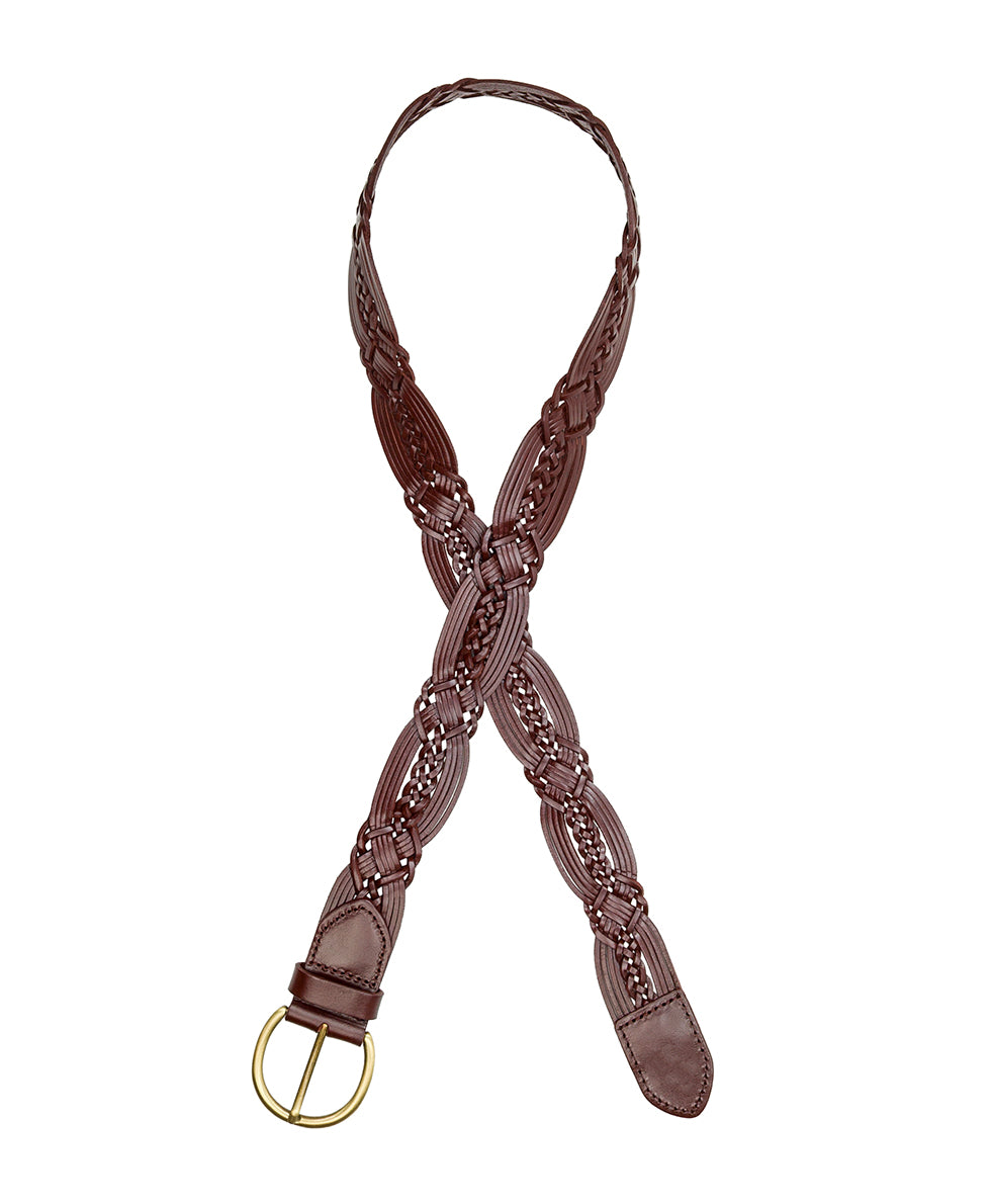 Patricia Nash Sapri Belt In Braided Stitch New Patricia Nash Sapri Leather Braided Stitch Belt Toast  main image 4