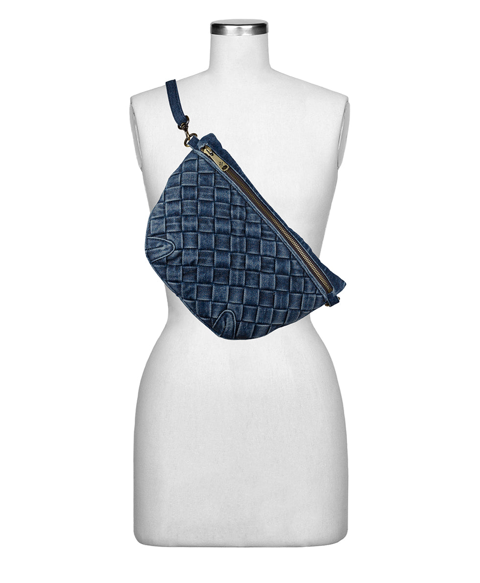 Female - Tinchi Belt Bag - Washed Woven Denim - default title - by Patricia Nash - View 5 of 6