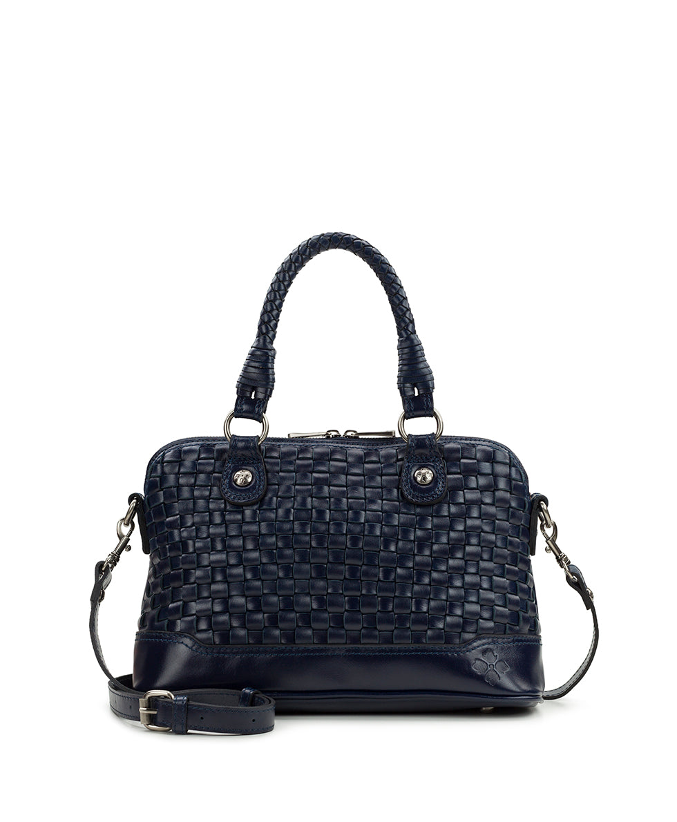 Emeretta Satchel - Discovery Collection — Vintage Distressed Woven Leather - navy - by Patricia Nash - View 1 of 4