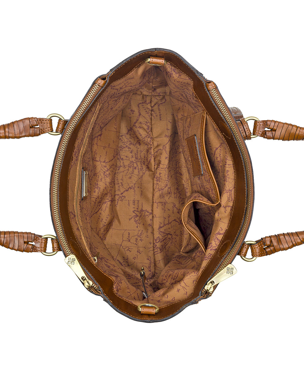 Cortona Tote - Discovery Collection — Vintage Distressed Woven Leather - cognac - by Patricia Nash - View 2 of 4