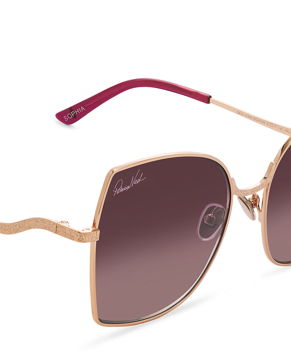 Sophia Wire Sunglasses  - Wine - wine - by Patricia Nash - View 4 of 8