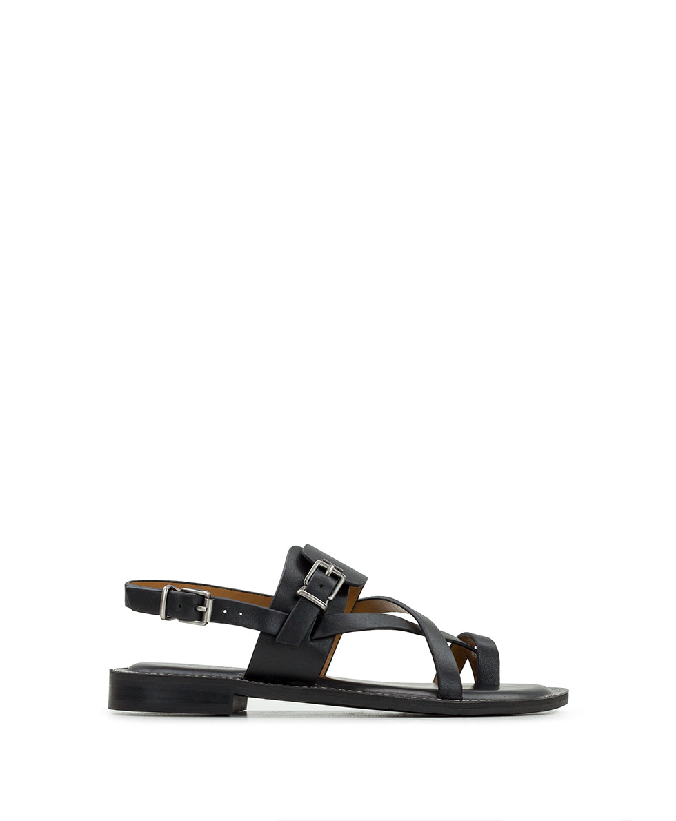 Fidella Sandals - Vegetable Tanned Leather — Black - by Patricia Nash - View 2 of 6