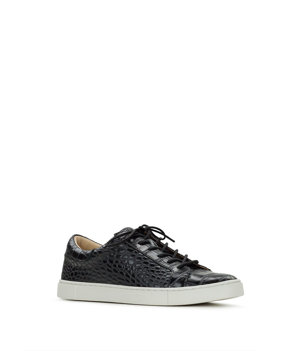 Female - Uma Sneaker - Vintage Distressed Croc Leather ‑ Black - by Patricia Nash - View 1 of 6