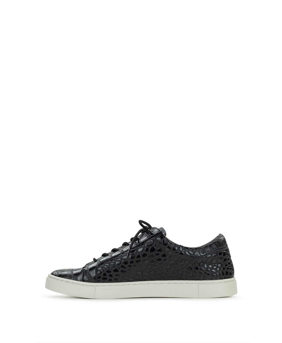 Female - Uma Sneaker - Vintage Distressed Croc Leather ‑ Black - by Patricia Nash - View 3 of 6
