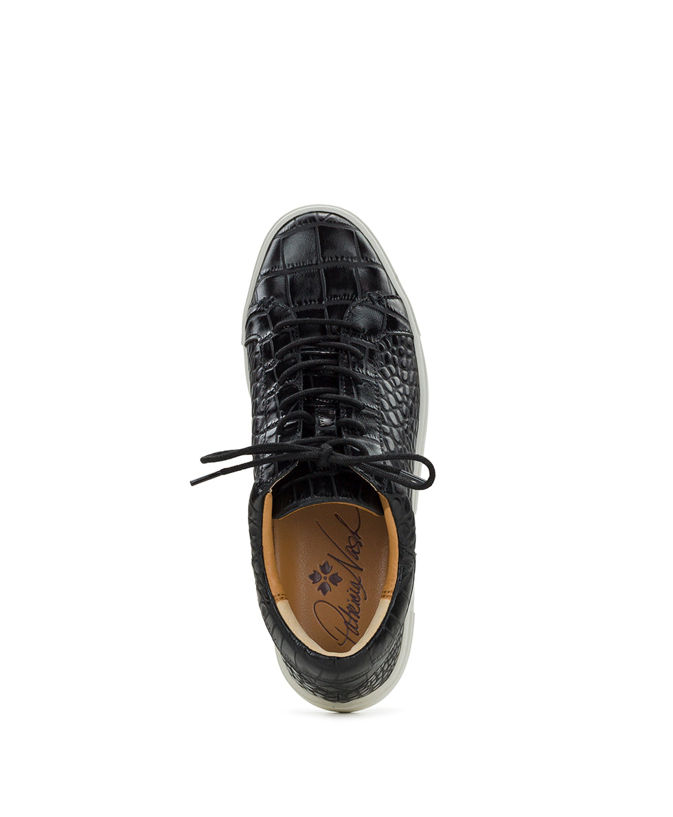 Female - Uma Sneaker - Vintage Distressed Croc Leather ‑ Black - by Patricia Nash - View 5 of 6