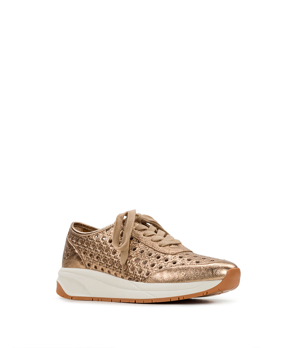 Milla Perforated Sneaker - Perforated Leather — Gold - by Patricia Nash - View 1 of 6