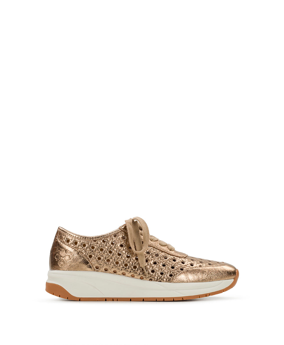 Milla Perforated Sneaker - Perforated Leather — Gold - by Patricia Nash - View 2 of 6