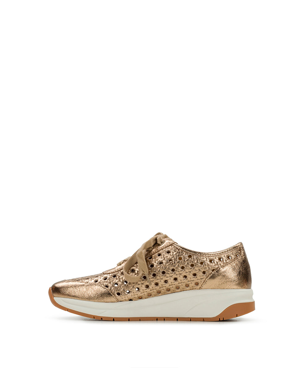 Milla Perforated Sneaker - Perforated Leather — Gold - by Patricia Nash - View 3 of 6
