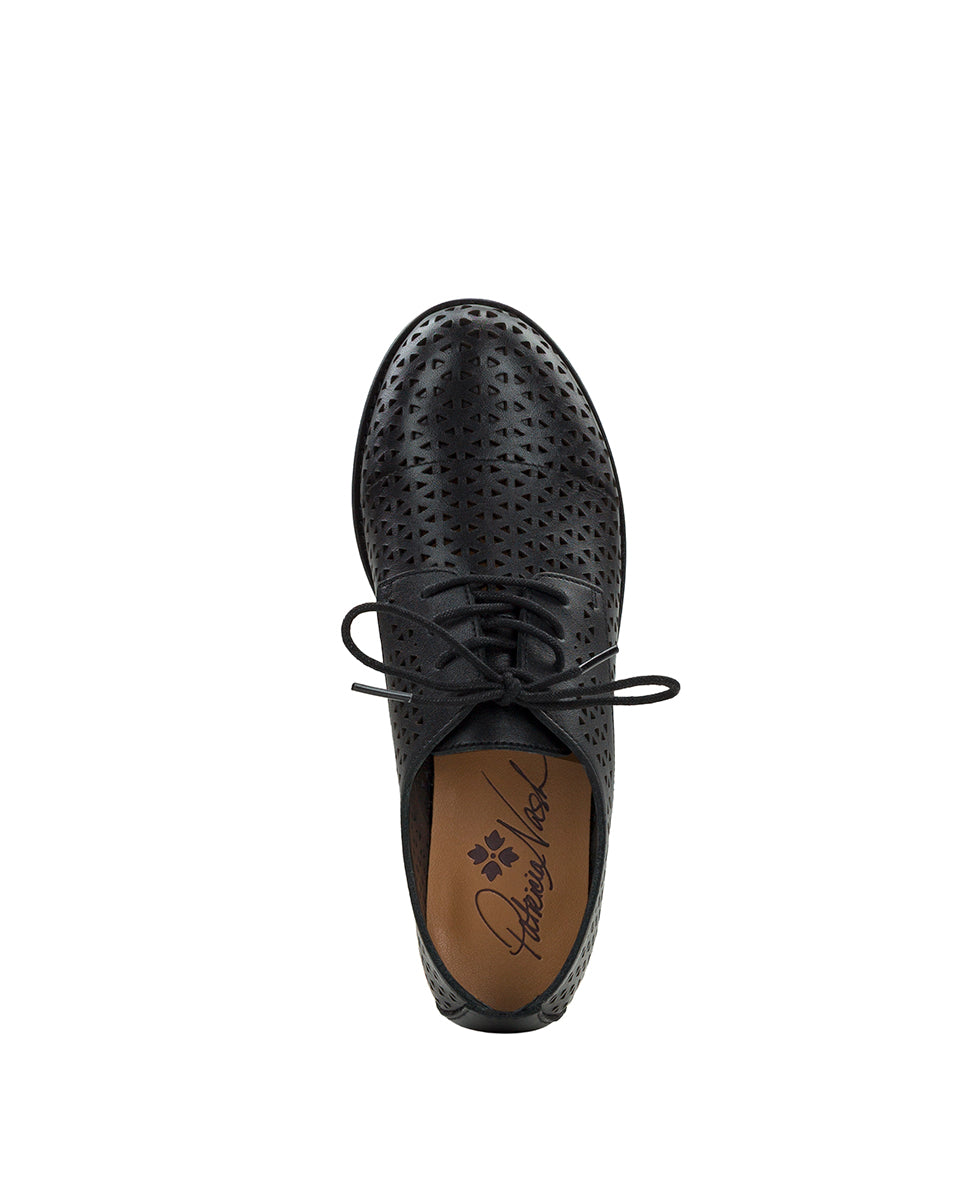 Female - Silvio Oxford Shoes - Perforated Leather ‑ Black - by Patricia Nash - View 5 of 7