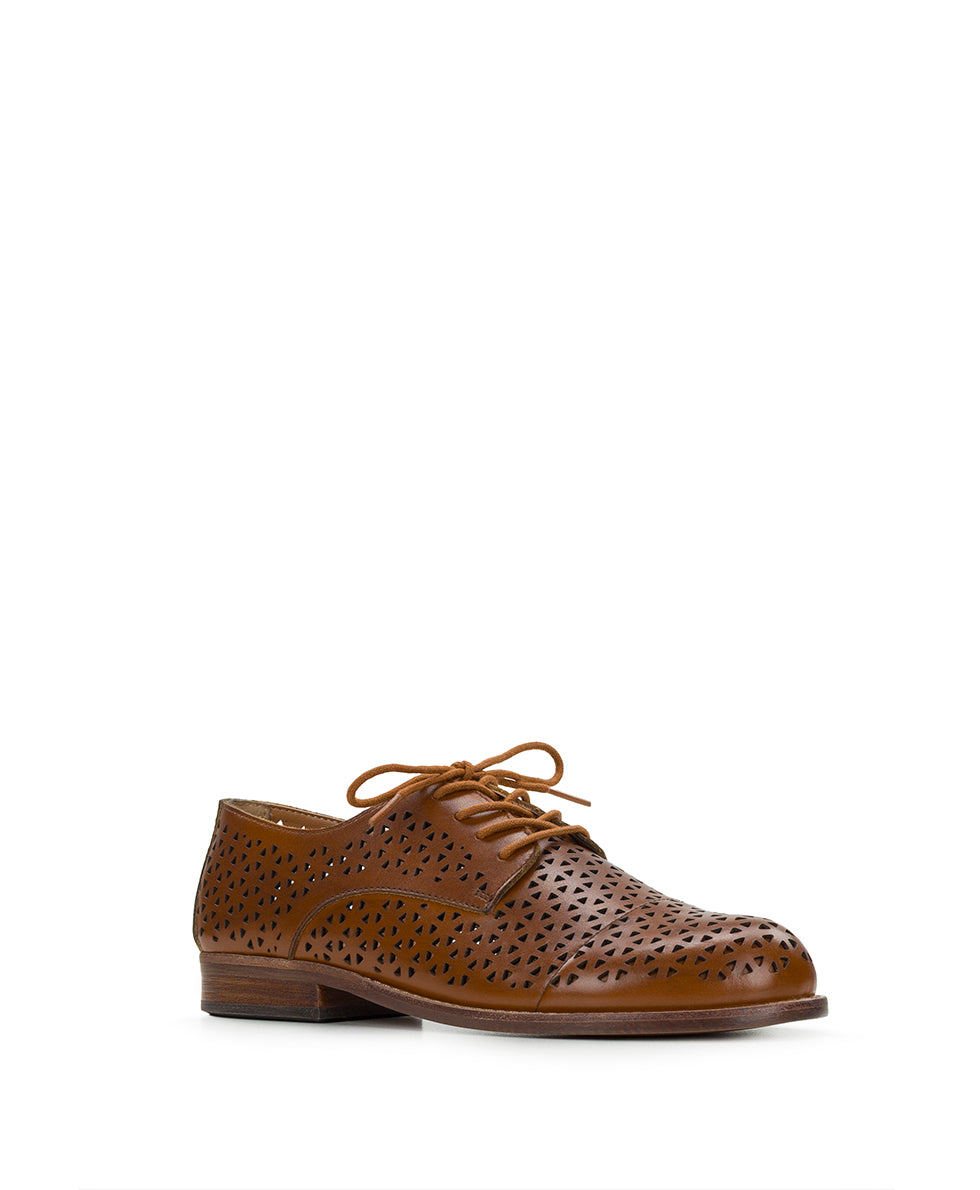 Female - Silvio Oxford Shoes - Perforated Leather ‑ Tan - by Patricia Nash - View 1 of 7
