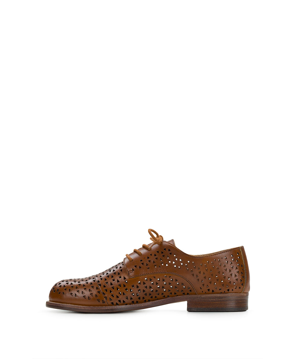 Female - Silvio Oxford Shoes - Perforated Leather ‑ Tan - by Patricia Nash - View 3 of 7