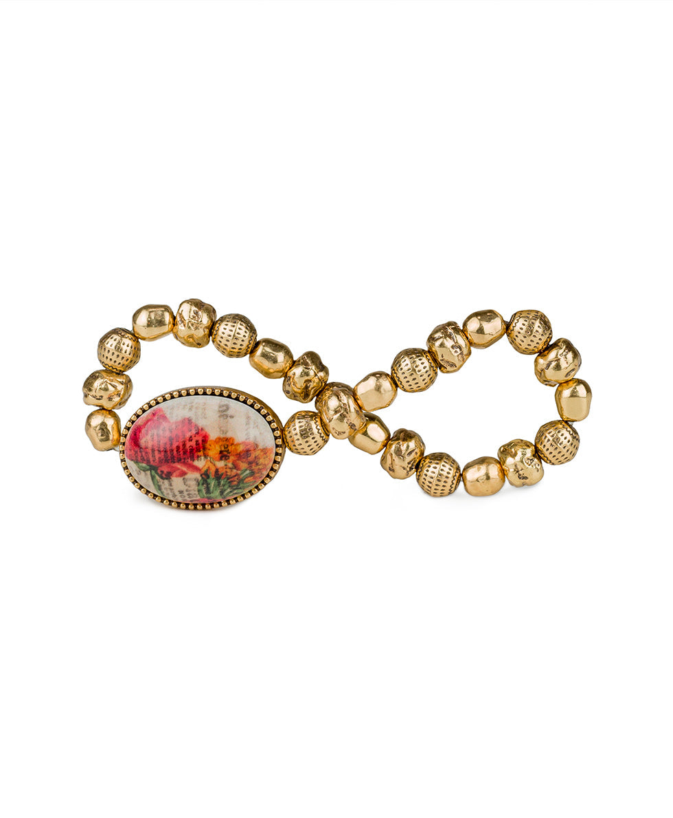 Stretch Oval Bracelet - Paris Newsprint