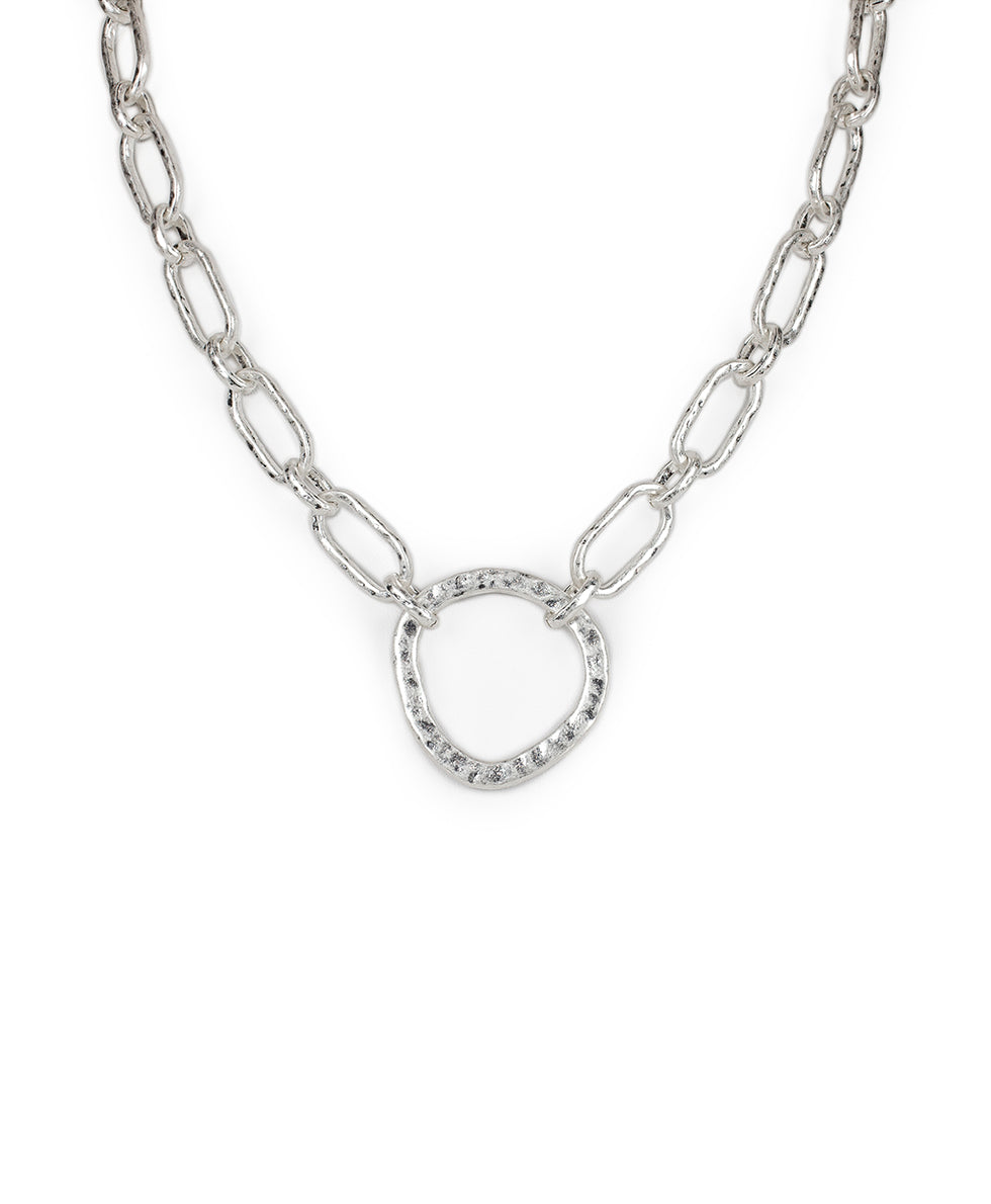 Female - Ring Necklace - Hammered Marquise - silver ox - by Patricia Nash - View 1 of 3