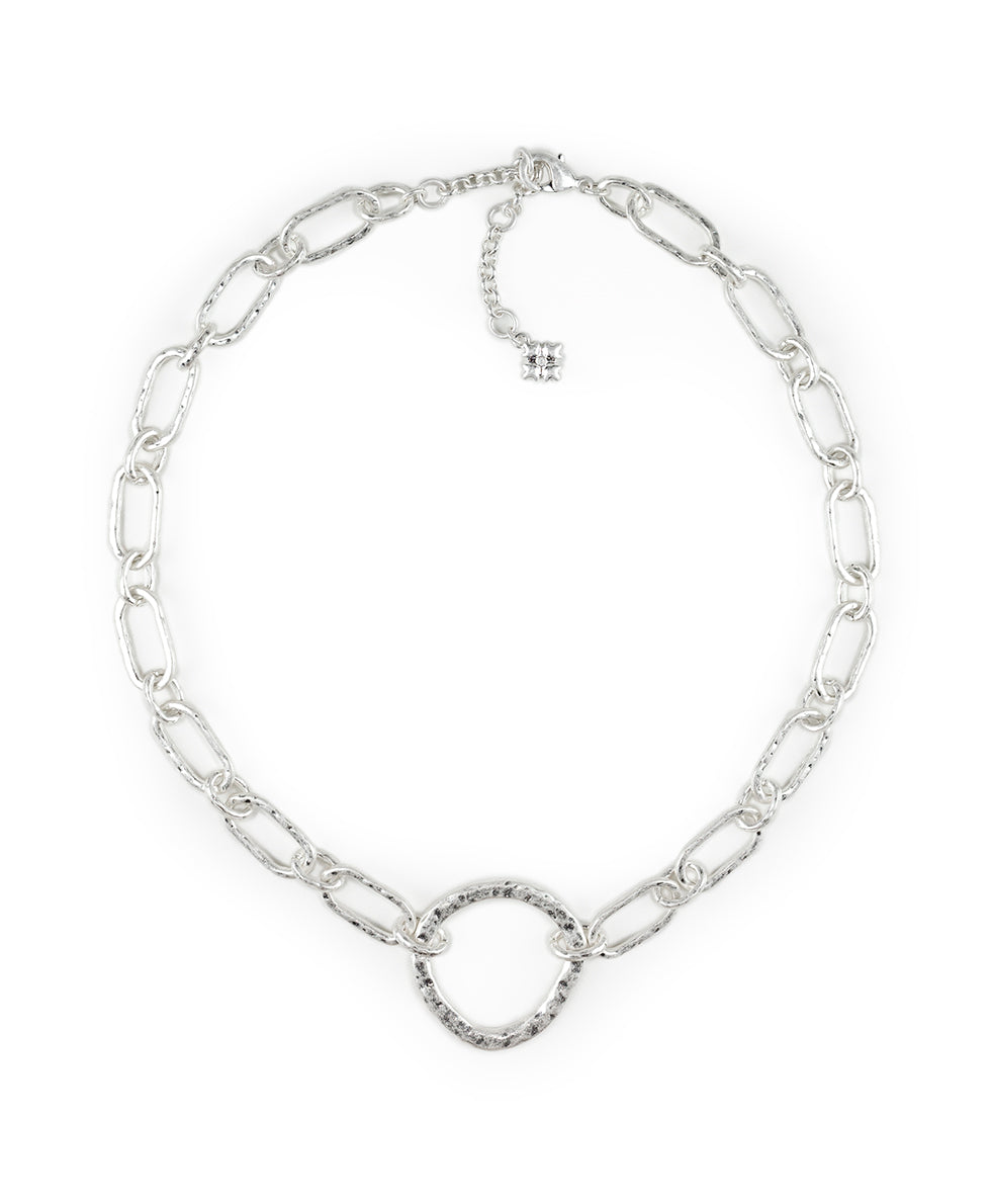 Female - Ring Necklace - Hammered Marquise - silver ox - by Patricia Nash - View 2 of 3