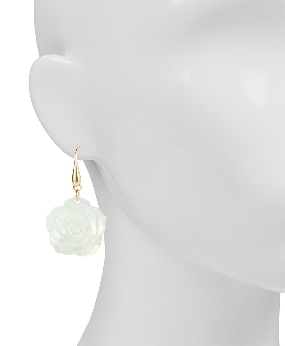 Carved Rose Single Dangle Earrings Love and Roses Patricia Nash