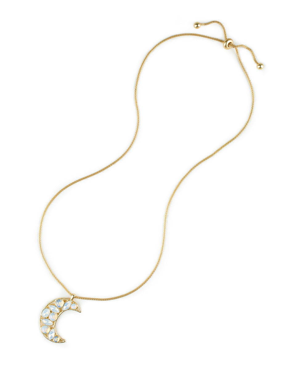 Moon Stone Pendant Necklace - Celestial - egyptian gold - by Patricia Nash - View 2 of 5