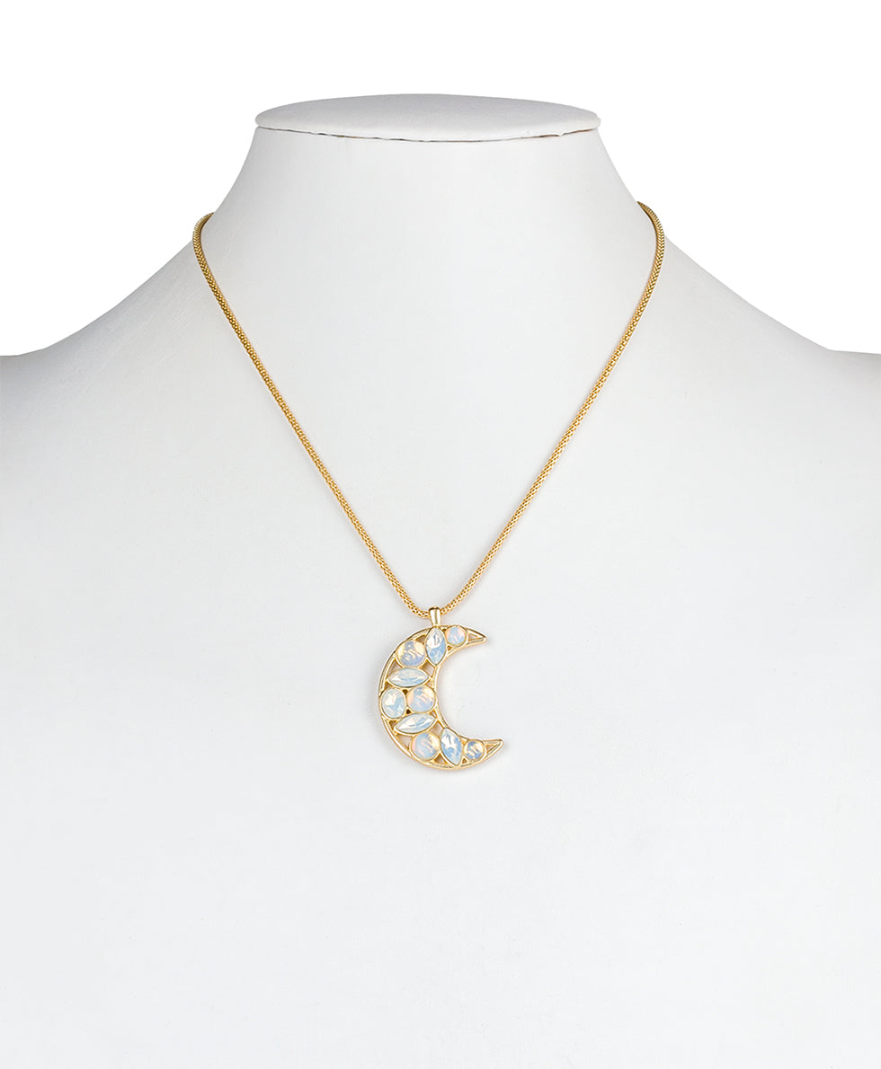 Moon Stone Pendant Necklace - Celestial - egyptian gold - by Patricia Nash - View 4 of 5