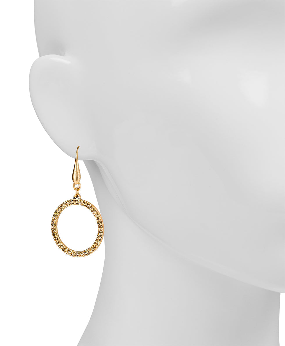 Pave Circle Drop Earrings - Not So Basics - silver ox - by Patricia Nash - View 5 of 9