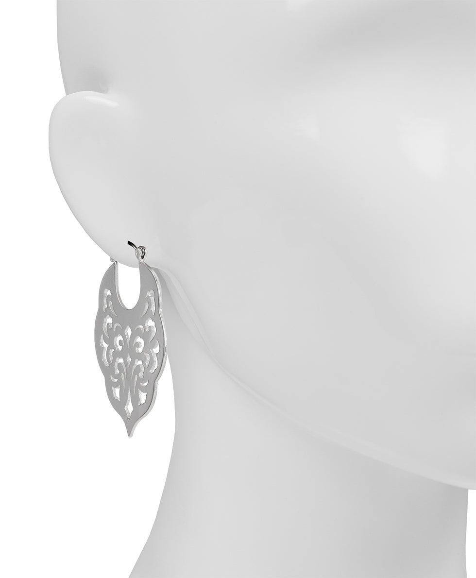 Gypsy Hoop Earrings  - Renaissance Laser Cut - matte gold - by Patricia Nash - View 5 of 8