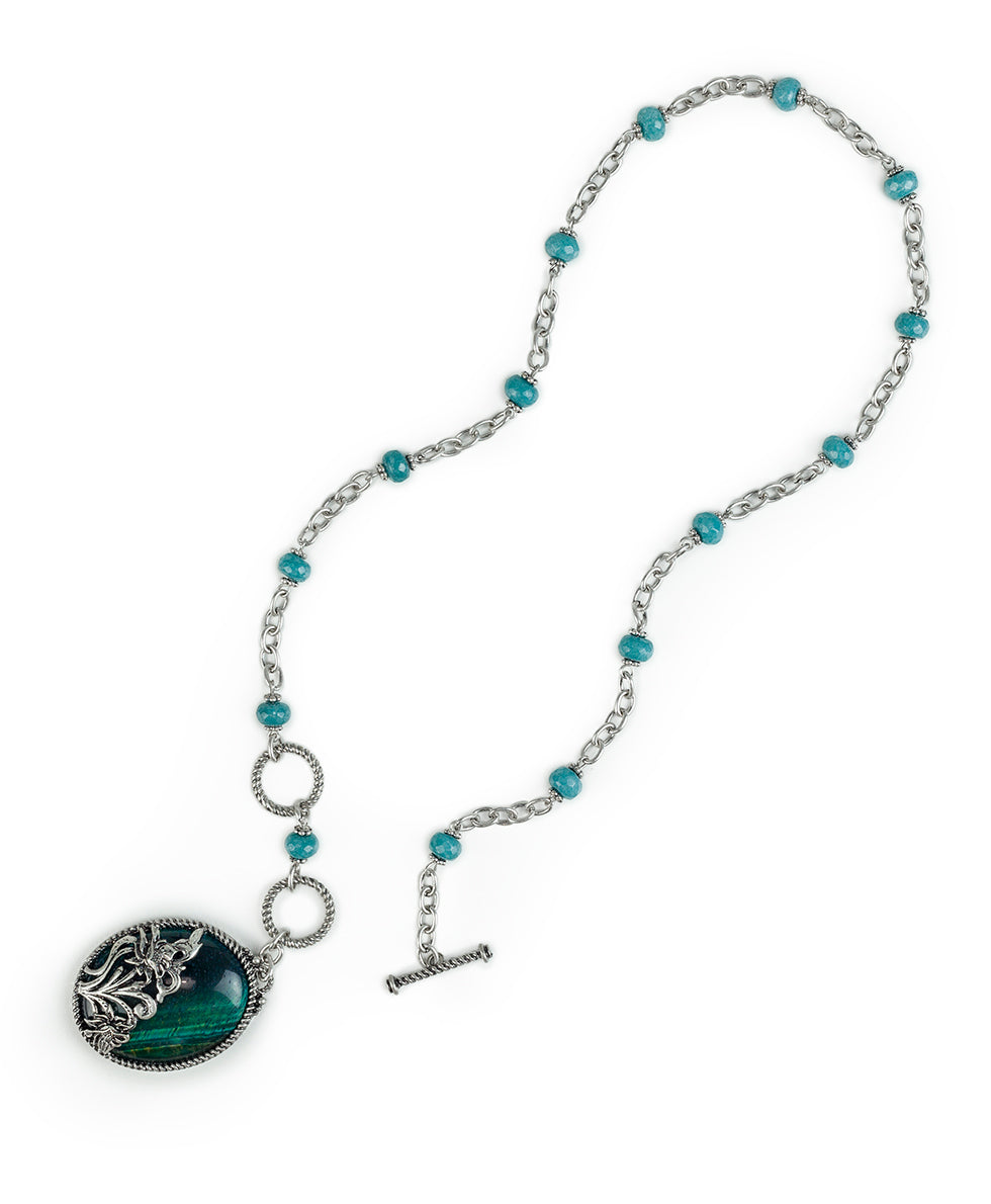 Female - Flower Toggle Pendant - Tooled Flower - silver ox - by Patricia Nash - View 3 of 4