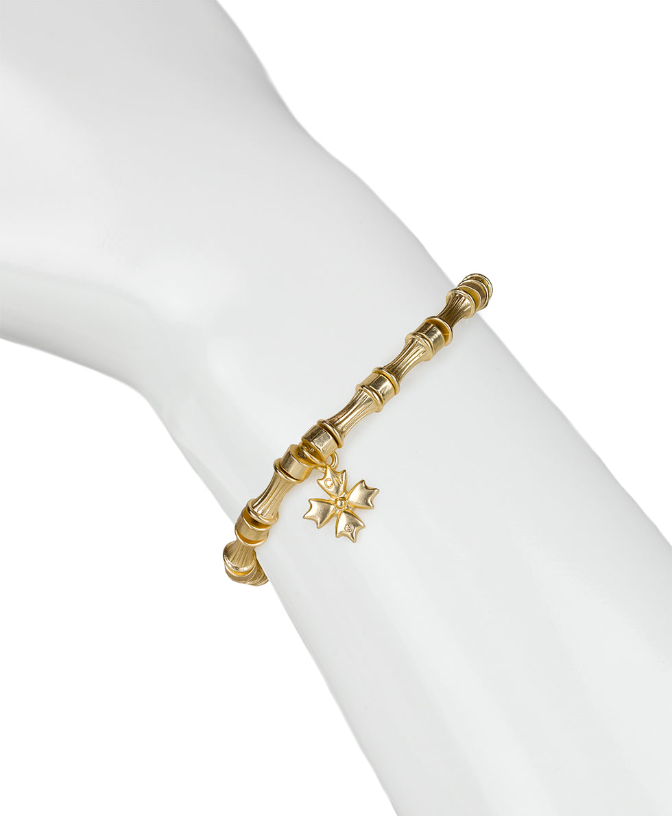 Female - Stretch Bracelet - Bamboo - egyptian gold - by Patricia Nash - View 2 of 3