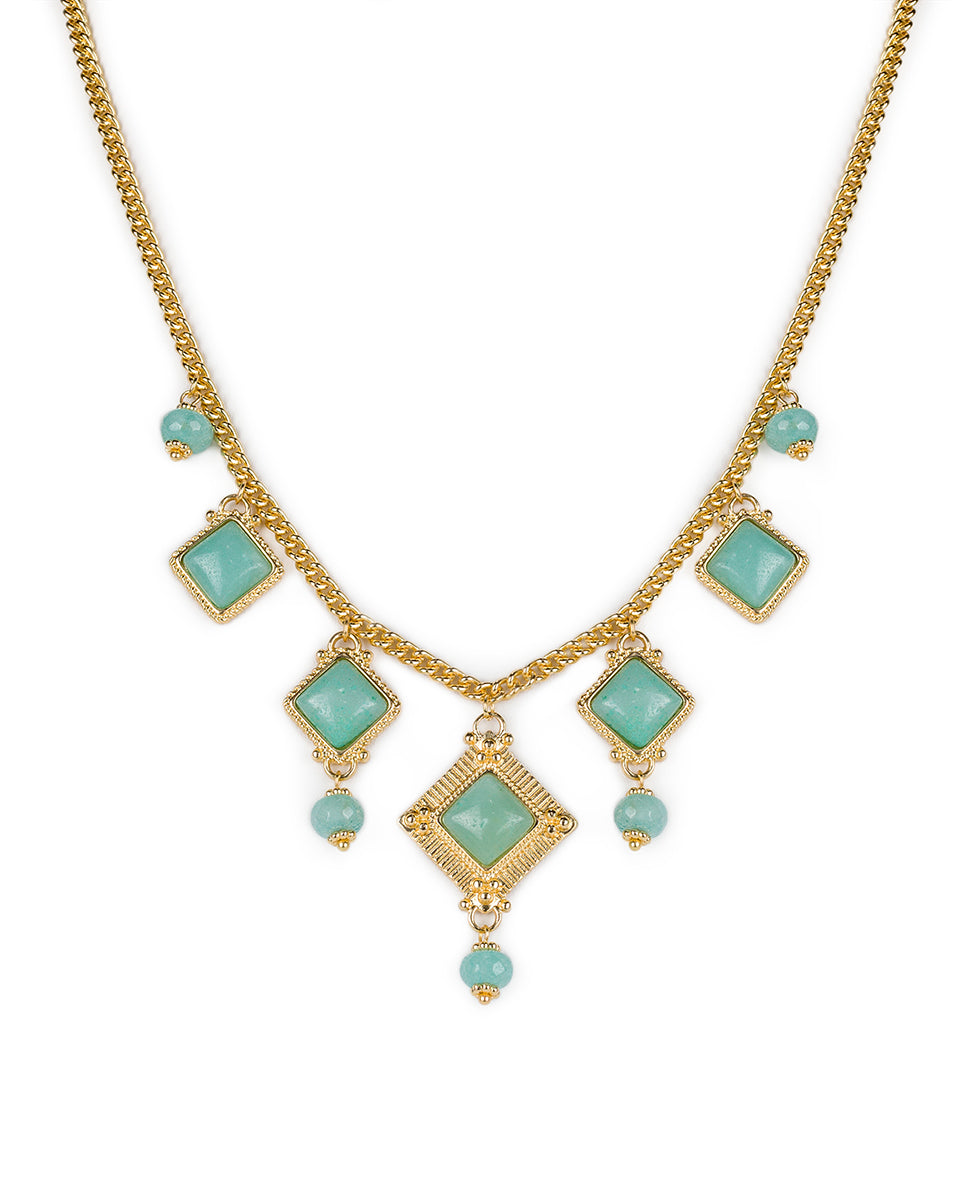 Patricia Nash Museum Simulated Amazonite Statement Necklace Yellow