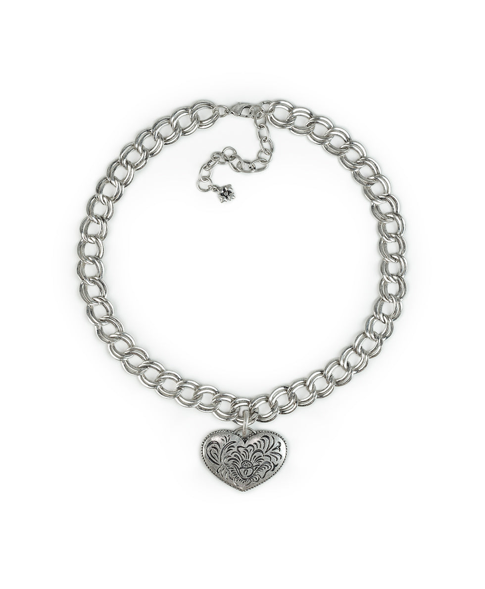 Female - Removable Heart Pendant - Etched Rose - silver ox - by Patricia Nash - View 1 of 3