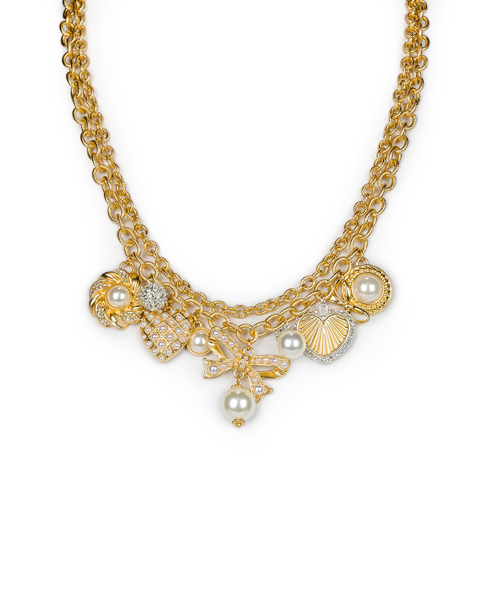 Female - Charm Necklace - Gift Wrapped - matte gold - by Patricia Nash - View 1 of 3