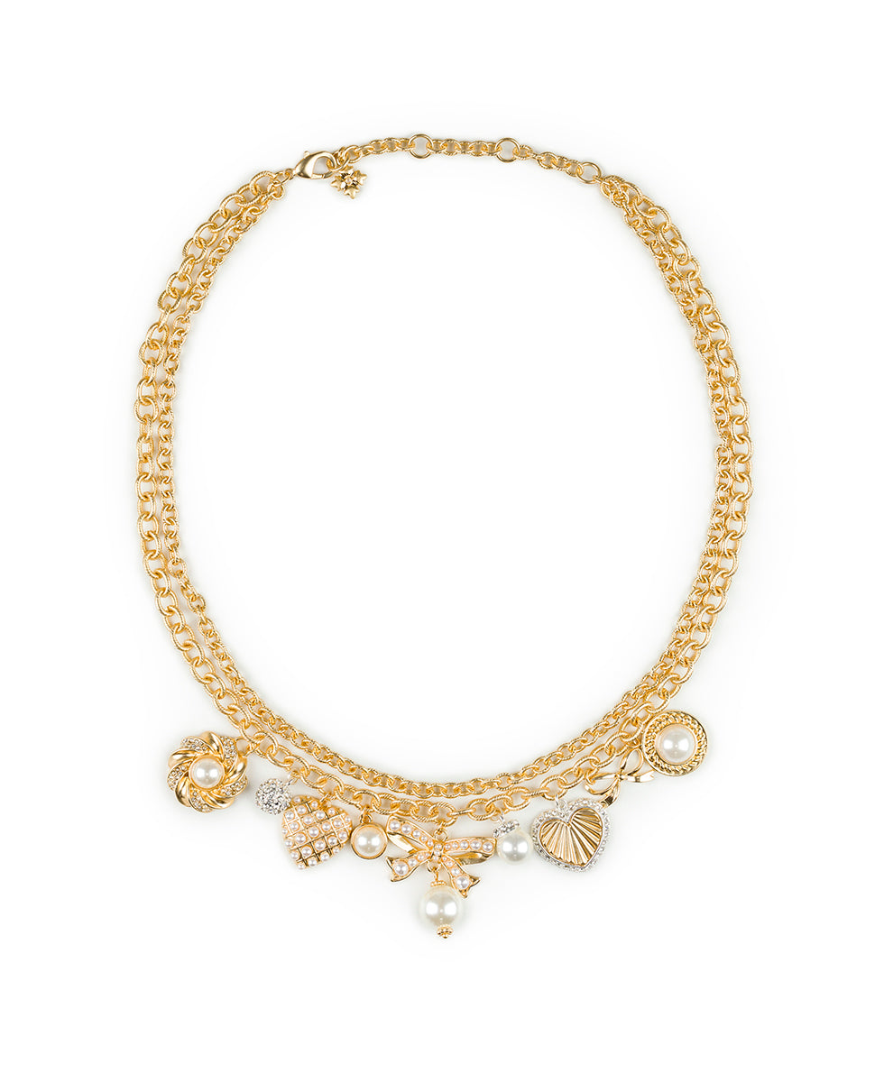 Female - Charm Necklace - Gift Wrapped - matte gold - by Patricia Nash - View 2 of 3