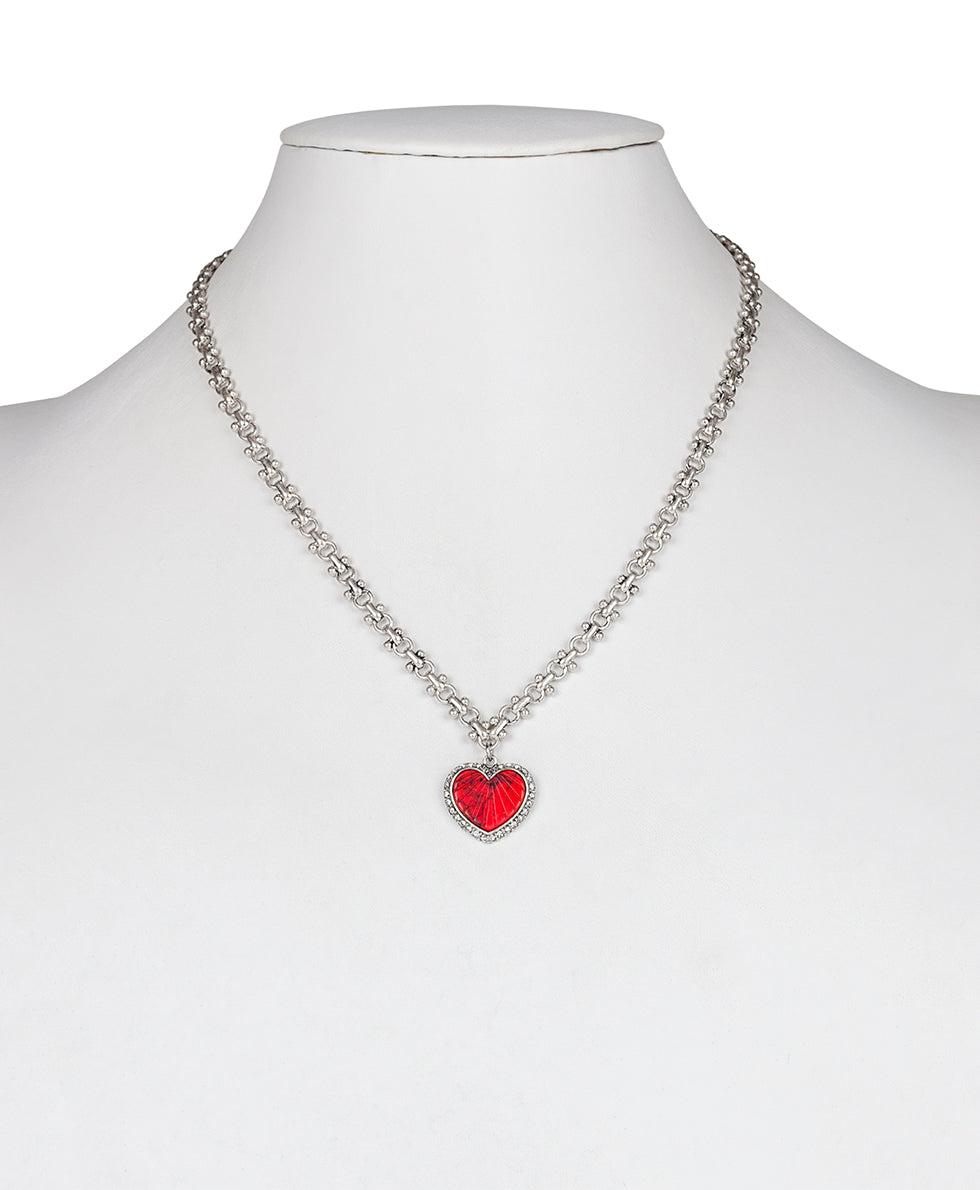 Female - Heart Pendant Necklace - Lovely Stone - silver ox - by Patricia Nash - View 3 of 3
