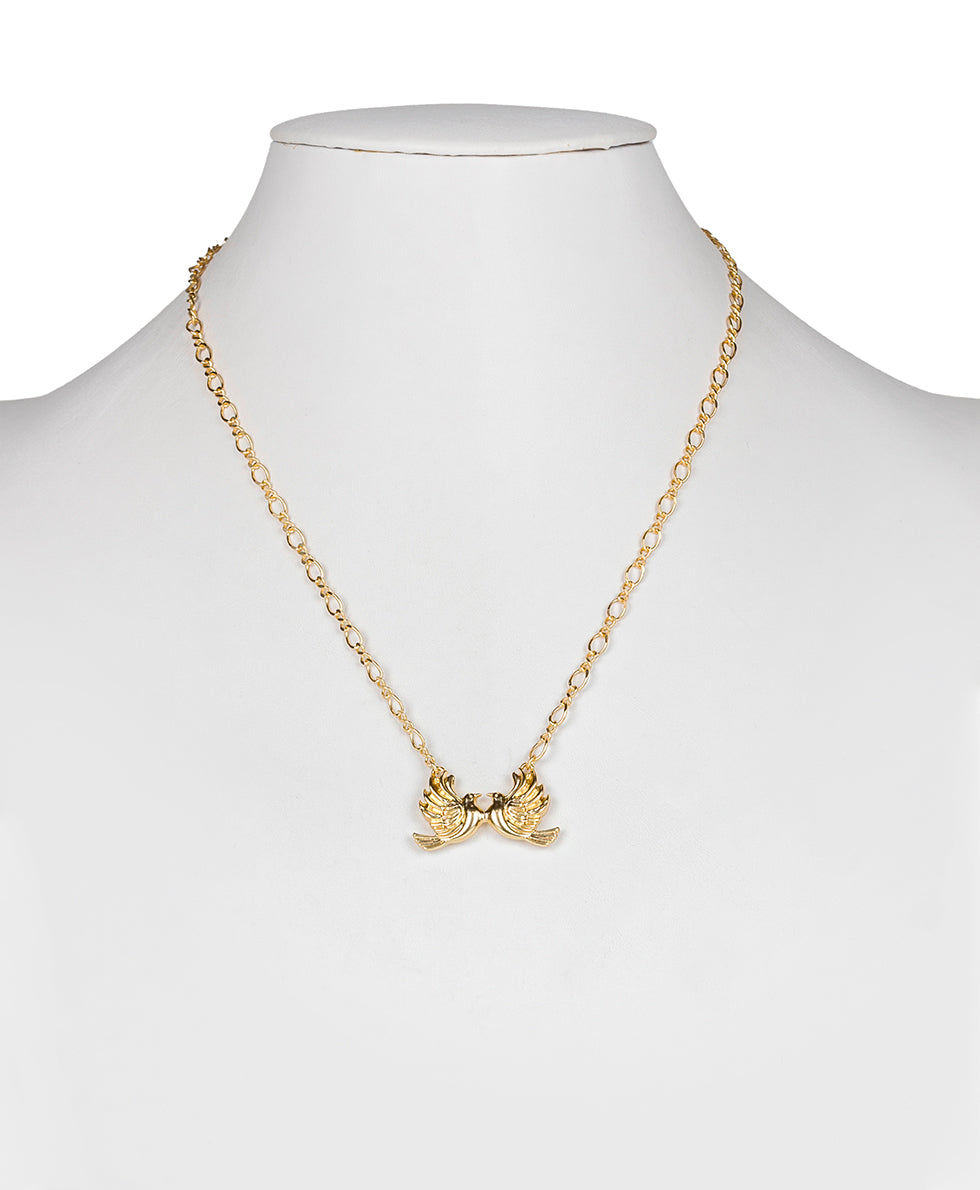 Female - Love Birds Pendant Necklace - Love Birds - matte gold - by Patricia Nash - View 3 of 3