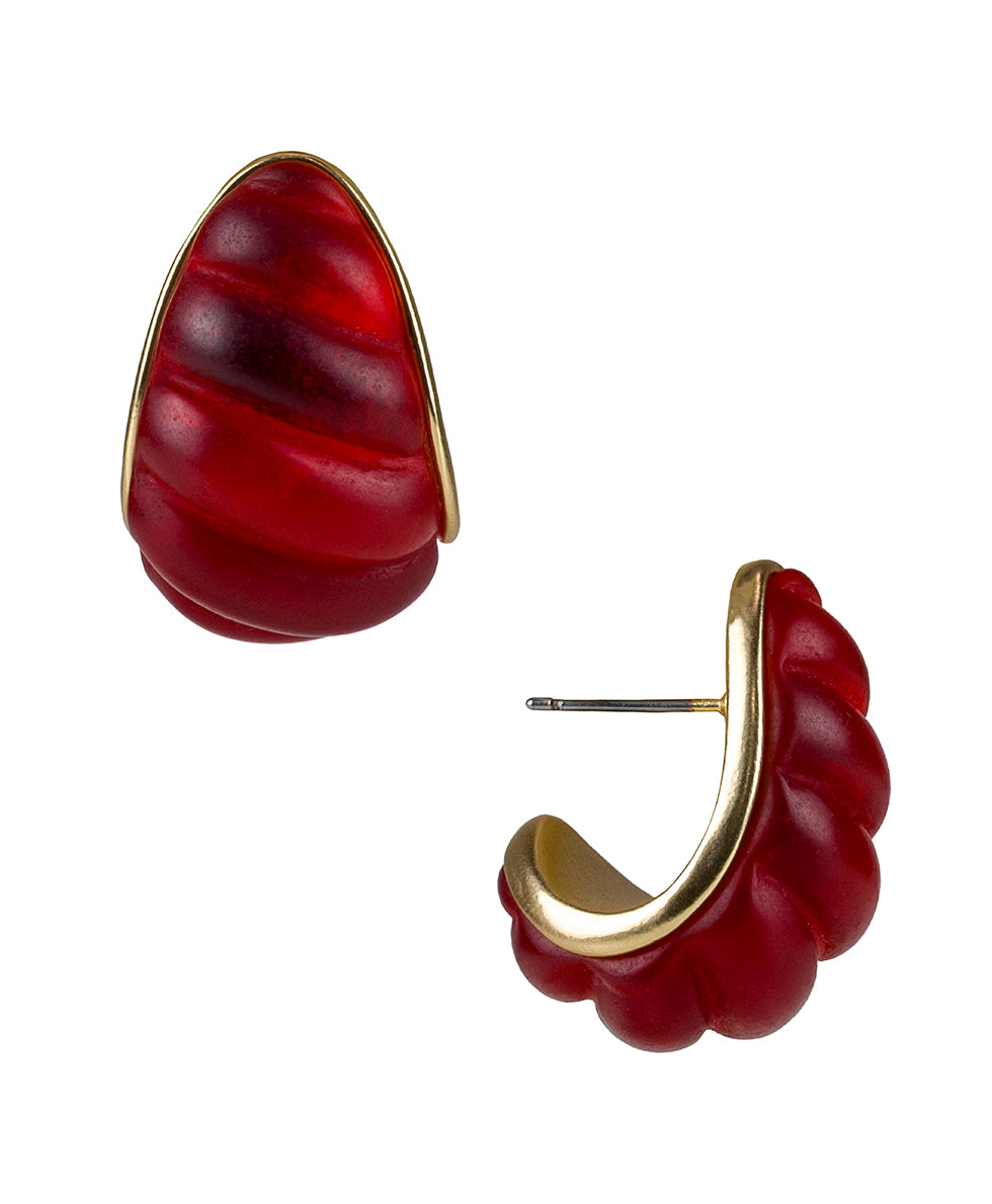Female - Post Scalloped J Hoop Earrings - Resin - passion - by Patricia Nash - View 1 of 6
