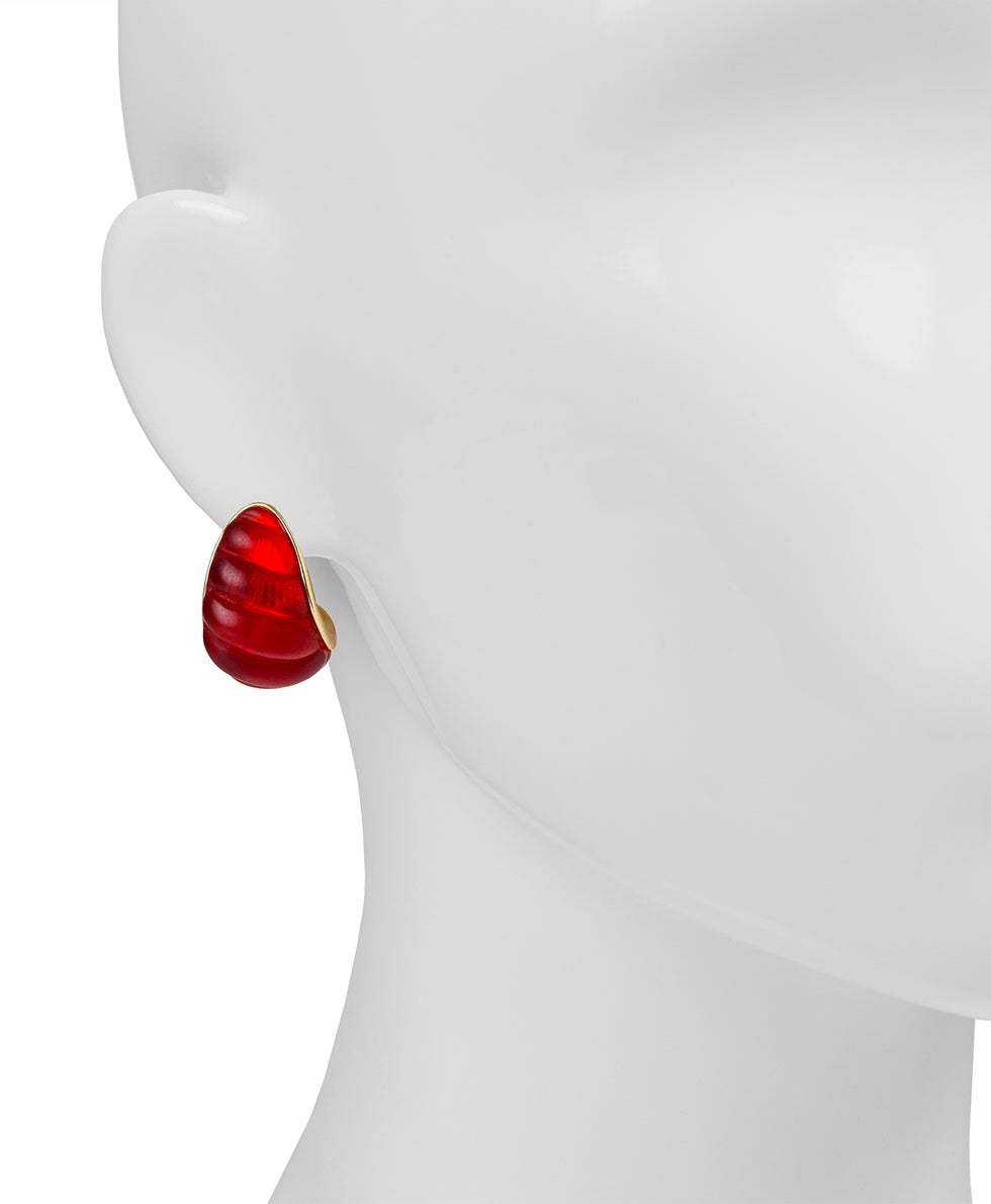 Female - Post Scalloped J Hoop Earrings - Resin - passion - by Patricia Nash - View 2 of 6