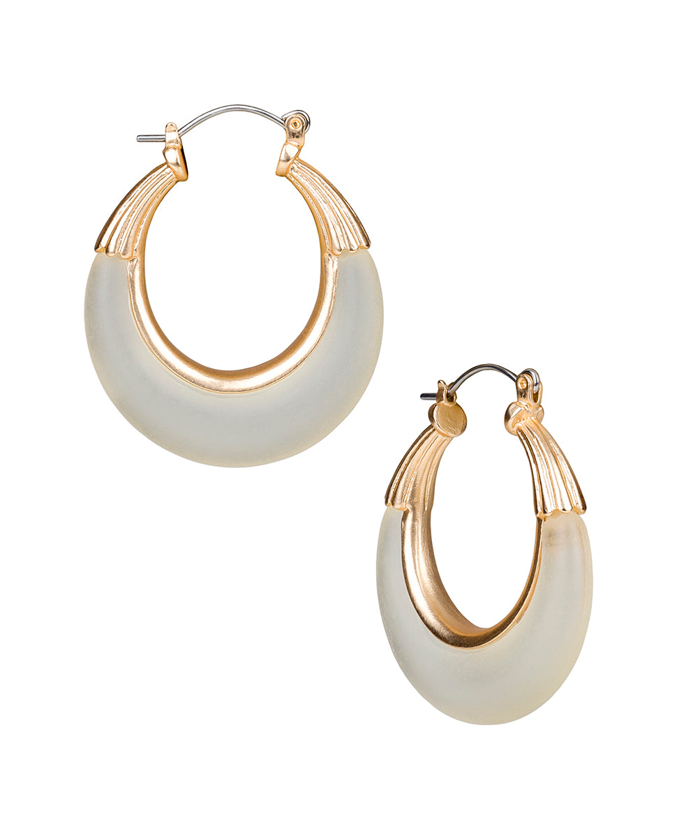Female - Hoop Earrings - Resin - chalk white / matte gold - by Patricia Nash - View 1 of 2