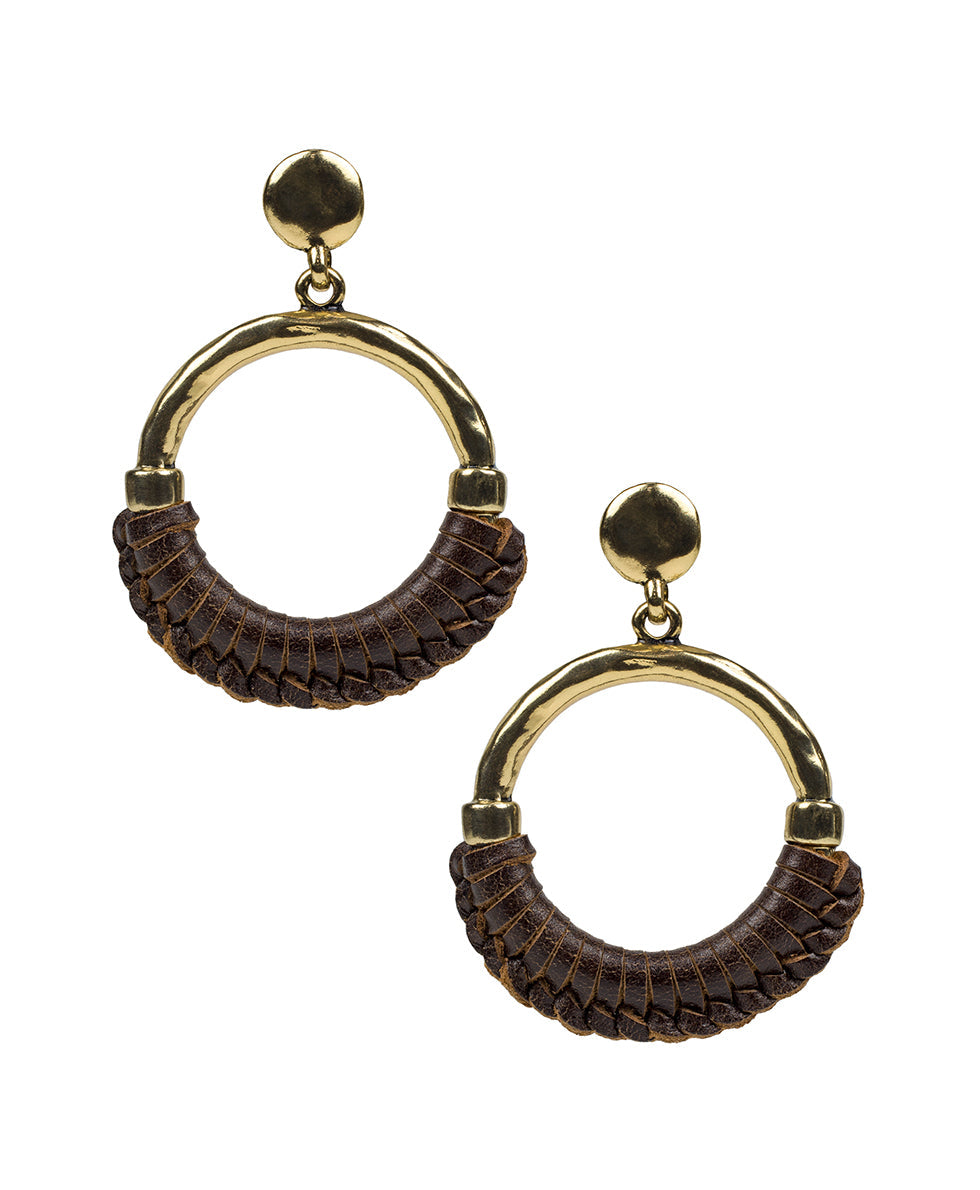 Margaux Doorknocker Earrings - Wrapped Leather - black - by Patricia Nash - View 5 of 16
