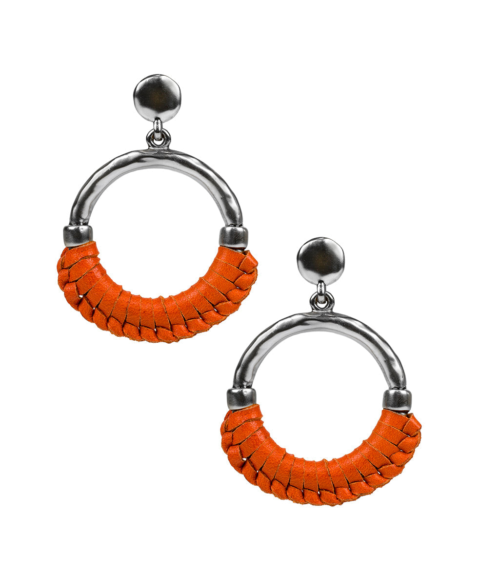 Margaux Doorknocker Earrings - Wrapped Leather - black - by Patricia Nash - View 14 of 16