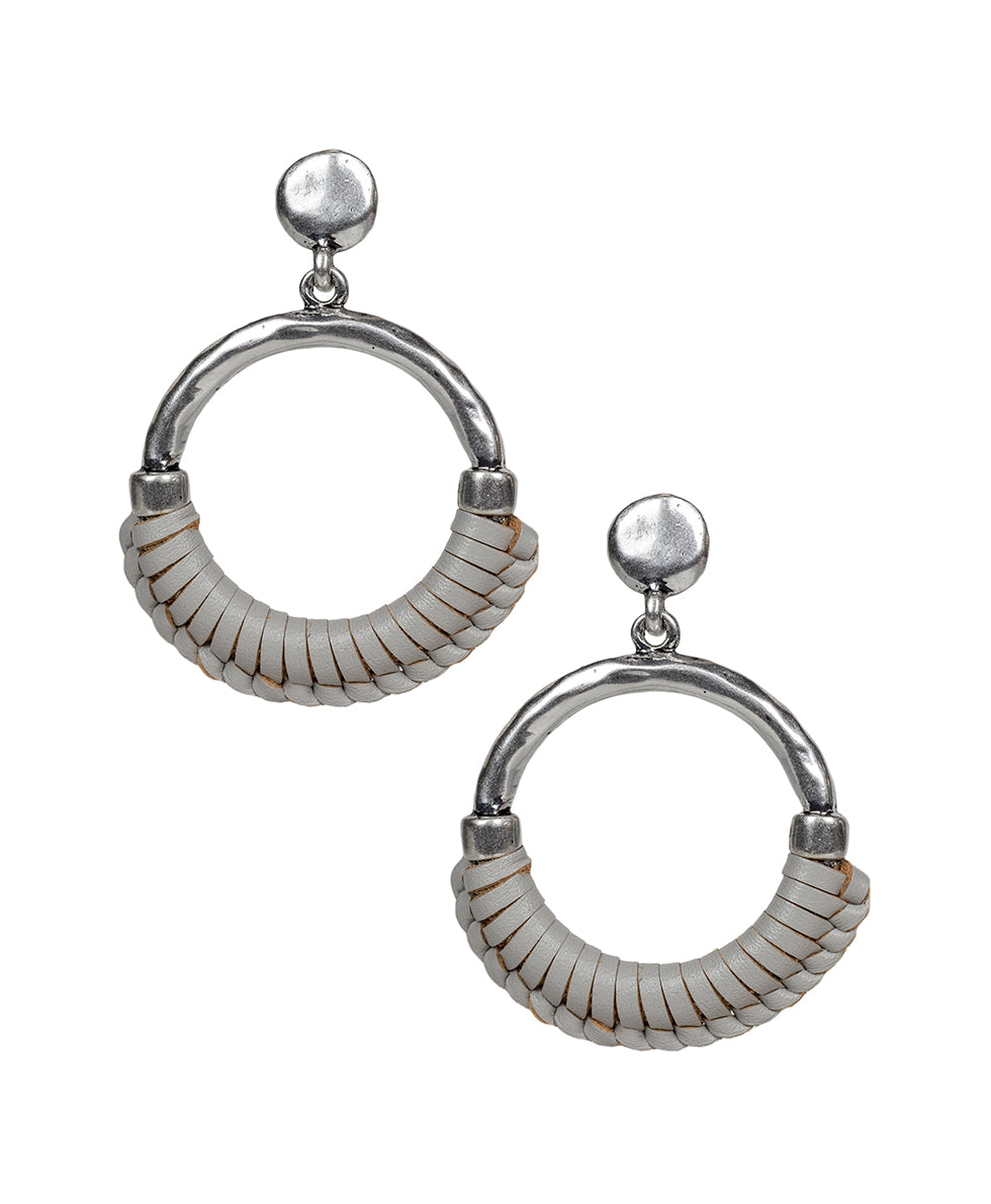 Margaux Doorknocker Earrings - Wrapped Leather - black - by Patricia Nash - View 3 of 16